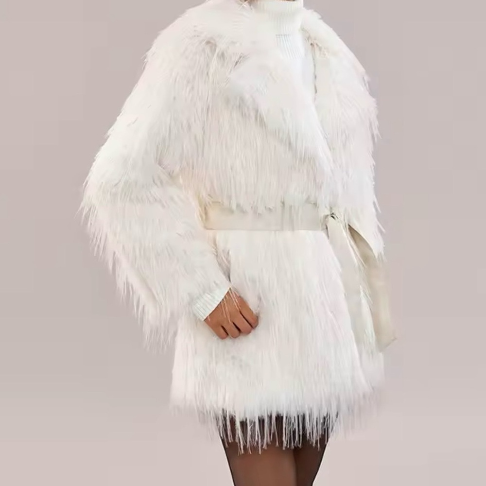 Luxe White Fur Coat Statement Coat